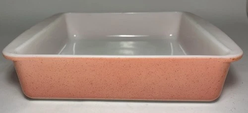 Vintage Pyrex 222 Desert Dawn Speckled Pink 8 Inch Square Baking Pan Dish