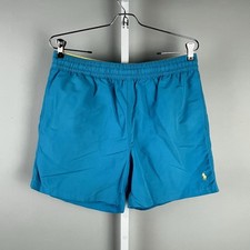 Polo Ralph Lauren Swim Trunks Mens Large Teal Yellow Mesh Lining Drawstring