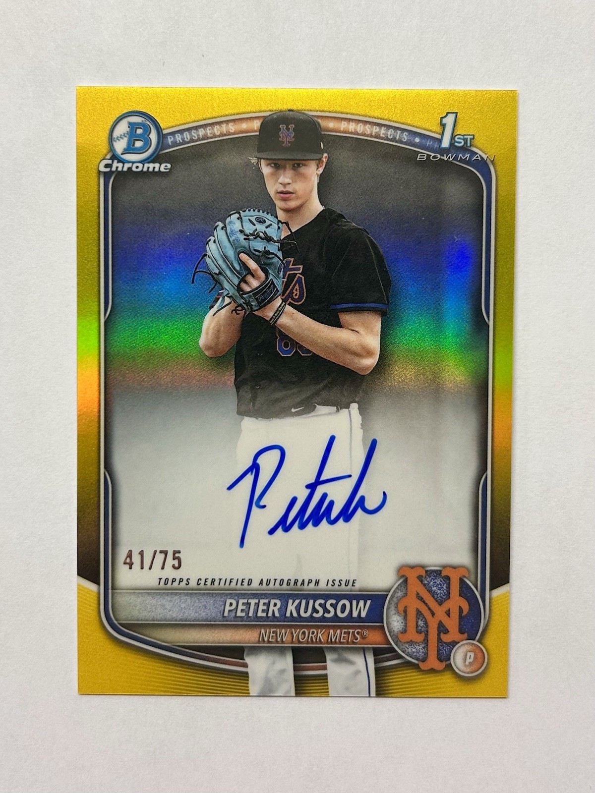 2025 Bowman Draft Chrome Peter Kussow Yellow Refractor 1st Prospect Auto /75