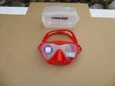 NEW CRESSI F1 FRAMELESS SCUBA DIVE / DIVING MASK RED CLEAR LENS HARD CASE