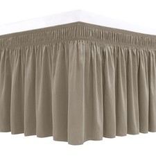 Biscaynebay Wrap Around Bed Skirts for Queen Beds 15 Drop, Taupe Adjustable E...