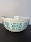 Pyrex 403 Amish Butterprint White Turquoise Mixing Bowl 2.5Qt Farmer Rooster