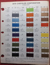 1970 Chrysler Corp. Exterior Interior Paint Chip Sheet Dodge Imperial Plymouth