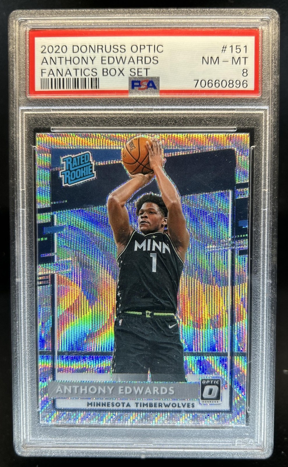 2020-21 Panini Donruss Optic Anthony Edwards Fanatics Prizm Rookie RC #151 PSA 8
