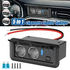 12-24V Cigarette Lighter Splitter Socket USB Fast Car Charger QC3.0 & Dual PD3.0