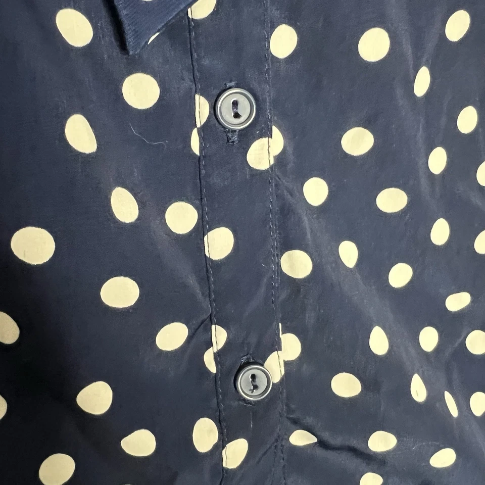 Blusa para mujer Forever 21 a lunares cuello corbata azul marino blanco botón secretaria de oficina Foto 4 de 4