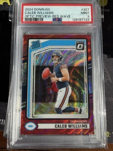 2024 Panini Donruss #327 Caleb Williams Optic Preview-Red Wave PSA 9 .