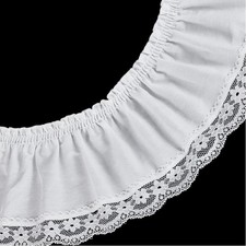 2 Yards Cotton Ruffle Trim Lace Trim White Eyelet Lace Fabric 4 Inch Wide Flo...