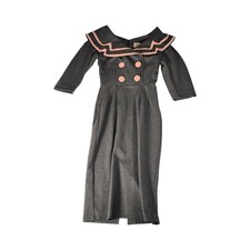 Bettie Page by Tatyana Sailor Collar Wiggle Dress Grey Size S Retro 50s