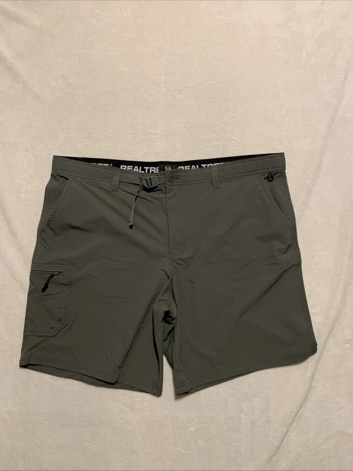 Realtree fishing shorts 2XL belted chino performance pockets cargo Gray