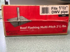 Roof Flashing Multi-Pitch 2 1/2 lbs, Fits 1 1/2in DWV Pipe: NEW