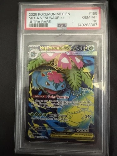 Pokémon Mega Evolution Mega Venusaur EX Ultra Rare Card 155/132 MT-GMT, PSA 10