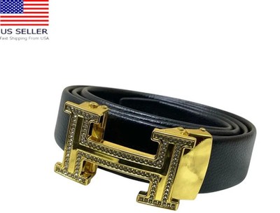 Black Belt with Gold and Rhinestone Buckle Amazon.com: Azedssw Gold Rhinestone Belts Luxury Mens Black  main image 4