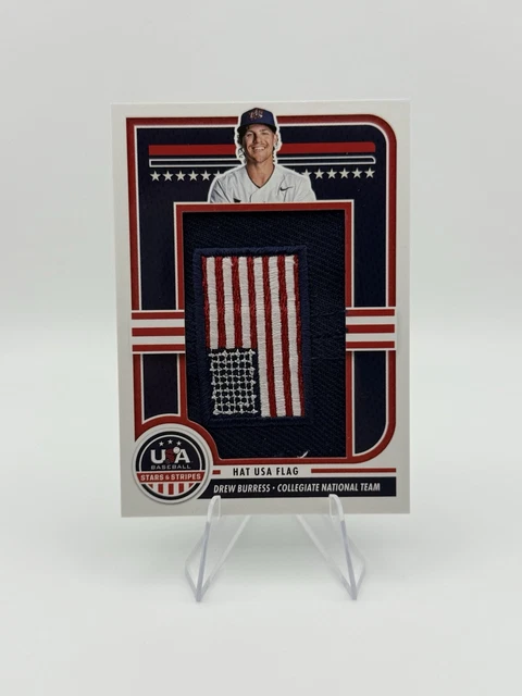 2025 Panini Stars & Stripes Drew Burress Logo Flag Hat Patch 1/1 Game Used