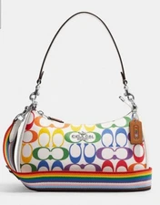 NWT COACH CA176 Coach Teri Shoulder Bag w Rainbow Chalk Multi New