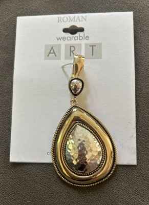 WEARABLE ART BY ROMAN NWT gold Silver Hammered magnetic Pendant J17