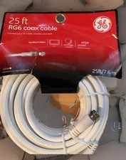 GE  NOS 25 FT Coax Cable TV Cable Satelite DVR Audio/Video GE RG6 White New