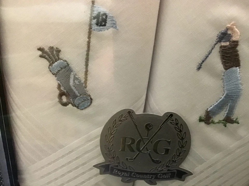 PAQUETE DE 2 PAÑUELOS ROYAL COUNTRY GOLF PARA HOMBRE algodón 18 agujeros ¡NUEVO EN CAJA! Foto 2 de 4
