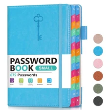 hi!SCI Small Password Keeper Book - Alphabetical Tabs, Hardcover Logbook, Secure