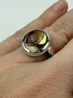 925 Sterling Silver Round Yellow Glass Floral Ring Size 6 Unique
