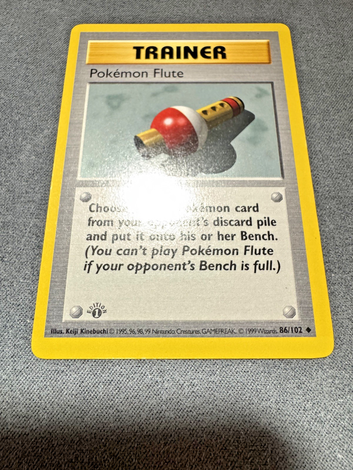 Pokemon Flute Trainer GREY STAMP 86/102 1st Edition Base Set WOTC 1999 NM