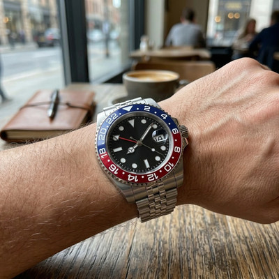 Navaro GMT 40 Red Blue Automatic NH34 Stainless Steel Watch Primemod