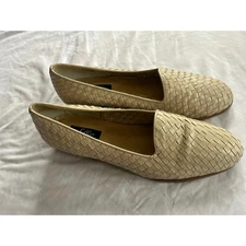 Selby Dianna Women's 10 B Tan Woven Leather Slip On Comfort Flat Career Shoes