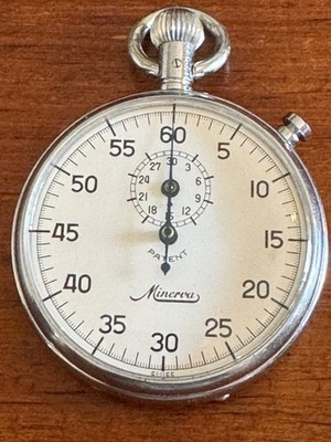 Vintage Minerva Swiss Stop Watch-Works Great-w/Original Box-Very Nice-Fast Ship