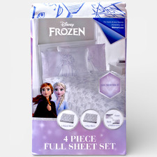 Disney Frozen Winter Frost Adventures 4 Piece Full Sheet Set - White  Purple