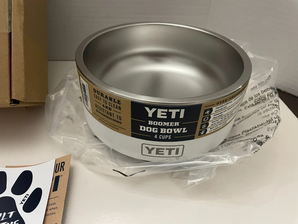 -Caja abierta- Yeti Boomer 4 cuencos para perros blanco (4 tazas) acero inoxidable Foto 3 de 4