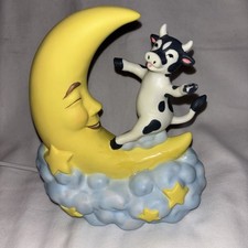 Vintage Ceramic 6.5X7.5" Cow Jumped Over Moon Figurine Electric Night Light
