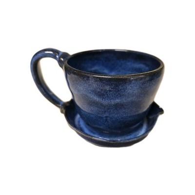 Hand-thrown Stoneware Signed Microwave BACON COOKER Mug French Cobalt Blue 
