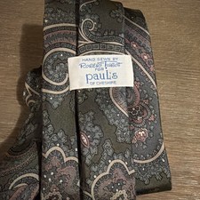 Vintage Robert Talbott Hand Sewn 100 Silk Neck Tie Paisley Green Pink Italian