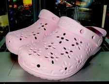 Crocs Classic Floral Cut Out Clogs/Shoes- Pink Milk- 210927-6ZW- Women  s Size 7