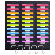 Heavy Duty Storage Pocket Chart Classroom 30 Pocket Wall Organizer Black
