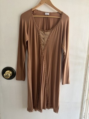La Perla Nightgown Brown LARGE Long Sleeve