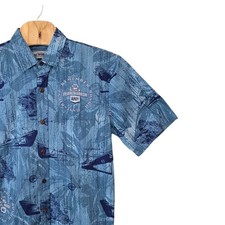 Jams World Hawaii Pearl Harbor Navy Aloha Shirt Mens L Button Up Beachcore Y2K