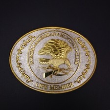 Vintage North American Hunting Club Life Member Gold/Silver Belt Buckle Eagle 4"