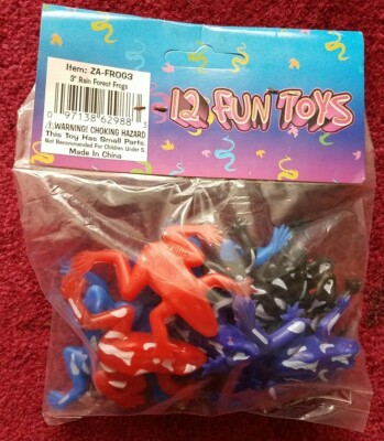 2 Packs of Rain Forest Frogs 3 inch 12 Fun Toys Plastic Rubber 4 Color 12 pack