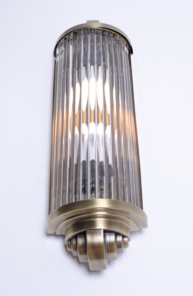 Art Deco Kinoleuchte Wandlampe Wandleuchte Bauhaus Leuchte Kinolampe Chrom Glas - Bild 4 von 4