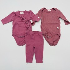 Rabbit + Bear Baby Girls 0-3M 3 Piece Thermal Waffle Knit & Ribbed Set 2152