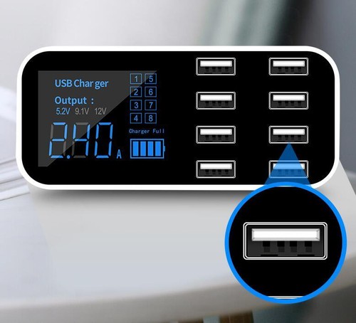 Car Charger 8-Port USB fast charging LCD Display Adapter USB Hub for phone/ipad