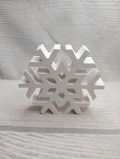 New 5" White Snowflake Cutout Wood Block Sign Decor Winter Tier Tray Christmas