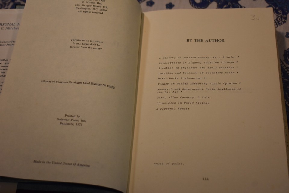 A Personal Memoir by C. Mitchel Hall Gateway Press 1976 Johnson County