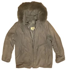 Vintage Giorgio Morandi ® Women's L Large - Coat Jacket - Blue Gray Fur Hoodie