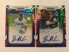 Lot (2) BRENNAN MALONE 2019 Panini Prizm Draft RED WHITE BLUE Prizm Auto # /99