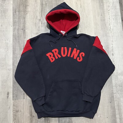 VTG Sand Knit 80s/90s Double Face Heavy Cotton BRUINS Navy/Red Pull Over Hoodie