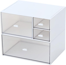 Stylish 4-Drawer Desk  Makeup Organizer - White Cosmetic Storage Box