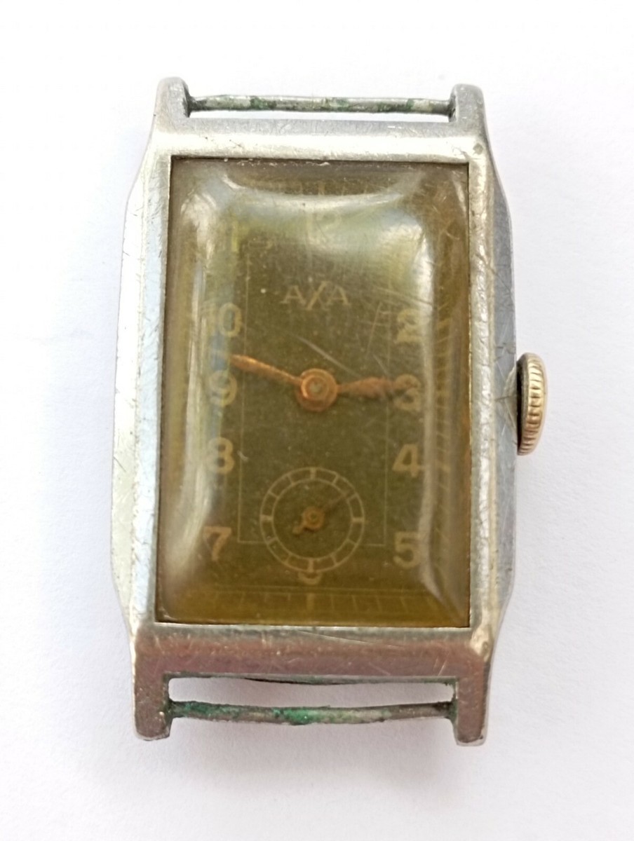 VINTAGE Tank Military WWII GERMANY made AXA watch black dial Art