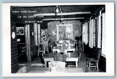 McGregor Minnesota Postcard Tower Pines Resort Big Sandy Lake c1940 RPPC Photo